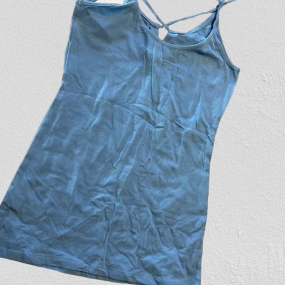 Blue V Cut Tank with Back Strap (2) - Picture 5 of 10